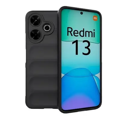 Xiaomi Redmi 13 4G / Note 13R / Poco M6 4G, Szilikon tok, közepesen ütésálló, 3D minta, fekete