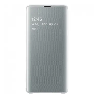 Samsung Galaxy S10e SM-G970, Oldalra nyíló tok, hívás mutatóval, Clear View Cover, fehér, gyári