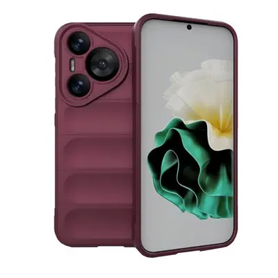 Huawei Pura 70, Szilikon tok, közepesen ütésálló, 3D minta, bordó