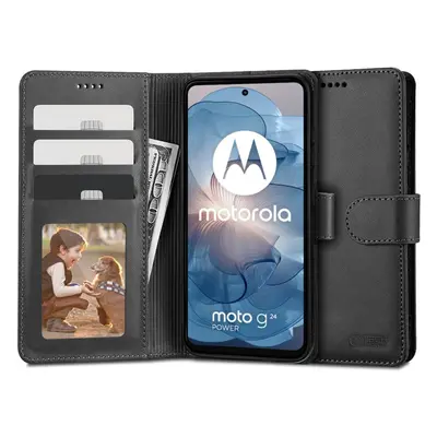 Motorola Moto G04 / G04s / G24 / G24 Power / E14, Oldalra nyíló tok, stand, mágnes csattal, TP W