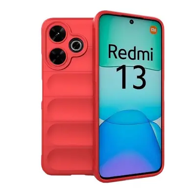 Xiaomi Redmi 13 4G / Note 13R / Poco M6 4G, Szilikon tok, közepesen ütésálló, 3D minta, piros