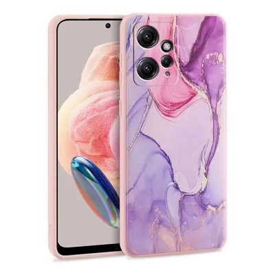 Xiaomi Redmi Note 12 4G, Szilikon tok, márvány minta, TP Mood, lila