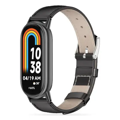 Xiaomi Mi Smart Band 8, bőr pótszíj, állítható, TP LeatherFit, fekete