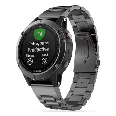 Garmin Fenix 3 / 3 HR / 5X / 5X Plus / 6X / 6X Pro / 7X, fém pótszíj, TP Stainless, fekete