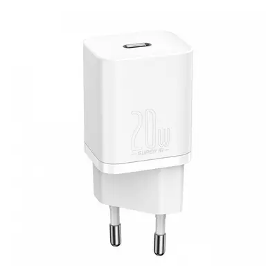 Hálózati töltő adapter, 20W, USB Type-C aljzat, gyorstöltés, PD, Baseus Si, fehér