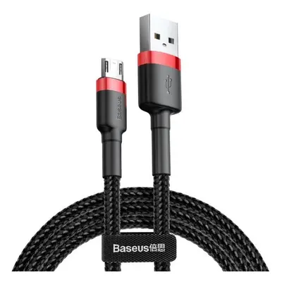 USB töltő- és adatkábel, microUSB, 200 cm, 1500 mA, törésgátlóval, cipőfűző minta, Baseus Cafule