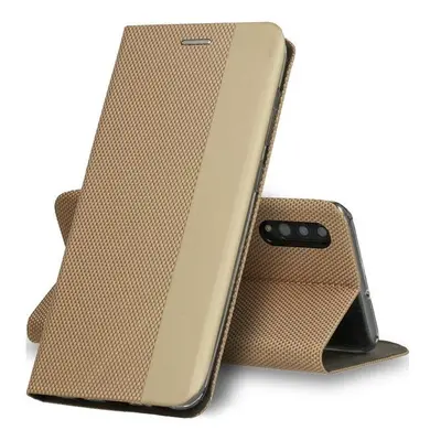 Xiaomi Mi 11, Oldalra nyíló tok, stand, textil minta, BookCover, arany