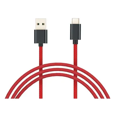 USB töltő- és adatkábel, USB Type-C, 100 cm, 3000 mA, cipőfűző minta, Xiaomi Mi Braided, piros, 