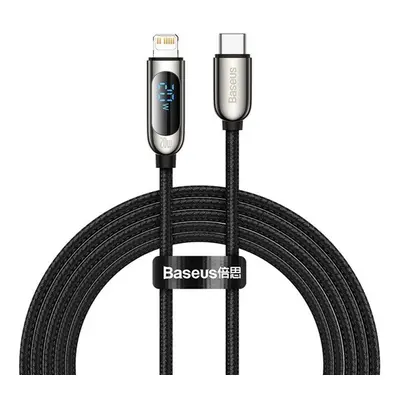 USB Type-C töltő- és adatkábel, Lightning, 200 cm, 2220 mA, 20W, LED kijelzővel, Baseus Display,