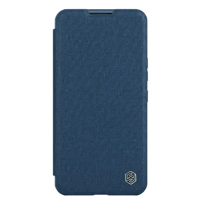 Apple iPhone 14, Oldalra nyíló tok, kamera védelem, Nillkin Qin Pro Plain Leather Cloth, sötétké