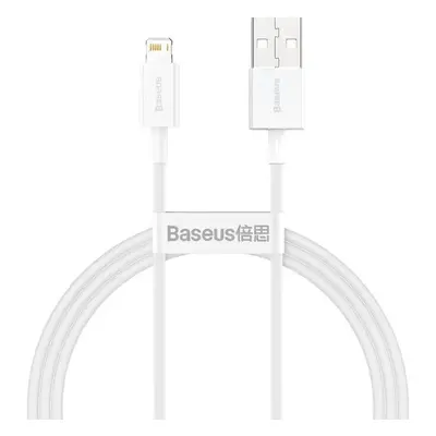 USB töltő- és adatkábel, Lightning, 100 cm, 2400 mA, törésgátlóval, gyorstöltés, PD, Baseus Supe