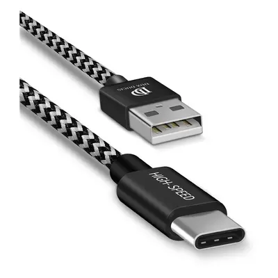 USB töltő- és adatkábel, USB Type-C, 200 cm, 2100 mA, cipőfűző minta, gyorstöltés, Dux Ducis K-O