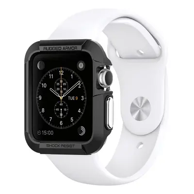 Apple Watch 1-3 (38mm), Szilikon védőkeret, ütésálló, szíj nélkül, Spigen Rugged Armor, fekete