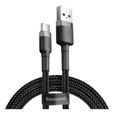 USB töltő- és adatkábel, USB Type-C, 200 cm, 2000 mA, törésgátlóval, gyorstöltés, cipőfűző minta