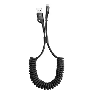 USB töltő- és adatkábel, Lightning, 100 cm, 2000 mA, spirálkábel, Baseus Fish Eye Spring, CALSR-