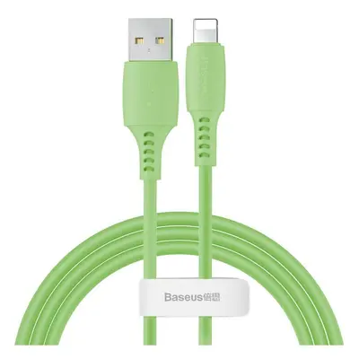 USB töltő- és adatkábel, Lightning, 120 cm, 2400 mA, Baseus Colorful, CALDC-06, világoszöld