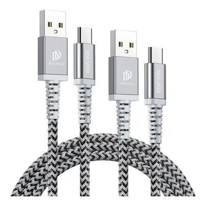 USB töltő- és adatkábel, USB Type-C, 100 cm + 200 cm, 2000 mA, törésgátlóval, gyorstöltés, cipőf