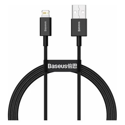 USB töltő- és adatkábel, Lightning, 100 cm, 2400 mA, törésgátlóval, gyorstöltés, PD, Baseus Supe