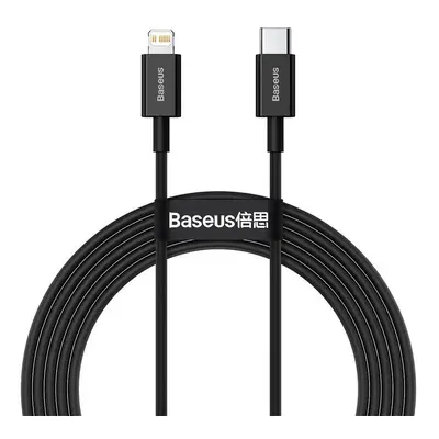 USB Type-C töltő- és adatkábel, Lightning, 200 cm, 20W, törésgátlóval, gyorstöltés, PD, Baseus S