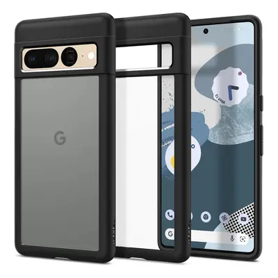 Google Pixel 7 Pro, Műanyag hátlap védőtok + szilikon keret, Spigen Ultra Hybrid, átlátszó/feket