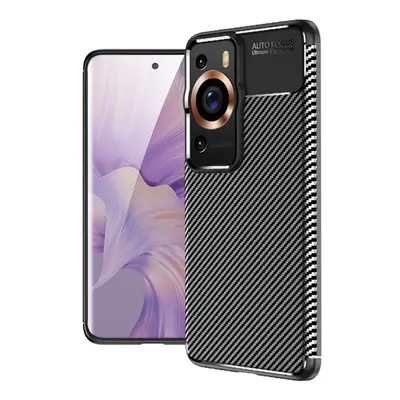 Huawei P60 Pro, Szilikon tok, közepesen ütésálló, légpárnás sarok, karbon minta, fekete