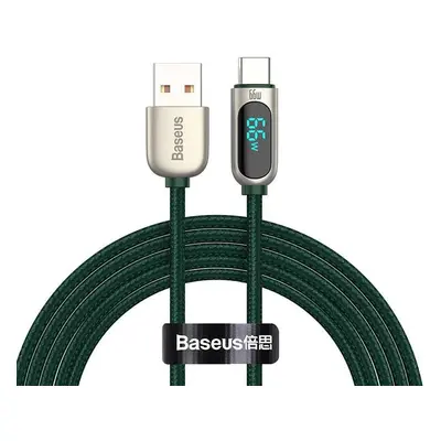 USB töltő- és adatkábel, USB Type-C, 100 cm, 6000 mA, 66W, LED kijelzővel, gyorstöltés, PD, cipő