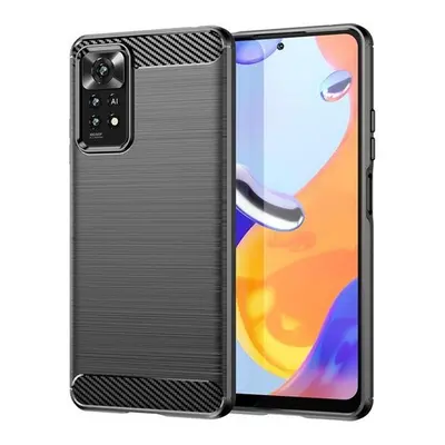 Realme 11 Pro / 11 Pro Plus, Szilikon tok, közepesen ütésálló, szálcsiszolt, karbon minta, feket