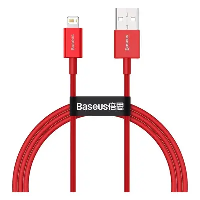 USB töltő- és adatkábel, Lightning, 100 cm, 2400 mA, törésgátlóval, gyorstöltés, PD, Baseus Supe