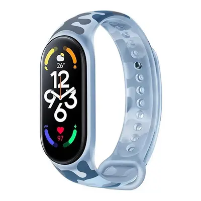 Xiaomi Mi Smart Band 7, szilikon pótszíj, állítható, terep minta, világoskék, gyári