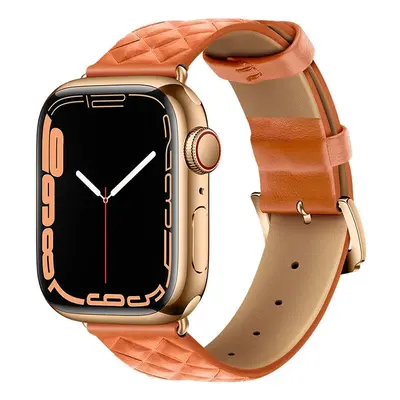 Apple Watch 1-6, SE (38 / 40 mm) / Watch 7-8 (41 mm), bőr pótszíj, gyémánt minta, Hoco WA18, nar