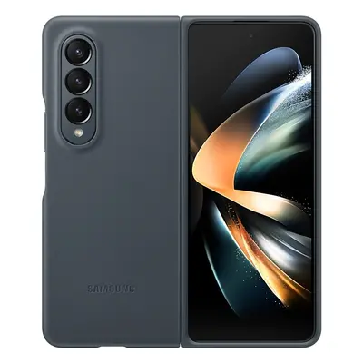 Samsung Galaxy Z Fold4 5G SM-F936B, Műanyag hátlap védőtok, bőr hátlap, szürkés-zöld, gyári