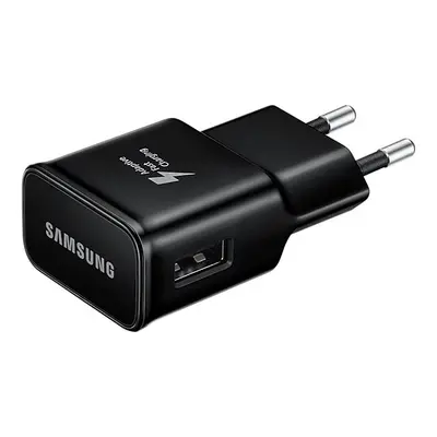 Hálózati töltő adapter, 15W, USB aljzat, gyorstöltés, Samsung, fekete, gyári