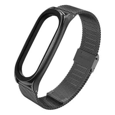 Xiaomi Mi Smart Band 7, fém pótszíj, milánói stílus, TP MilaneseBand, fekete