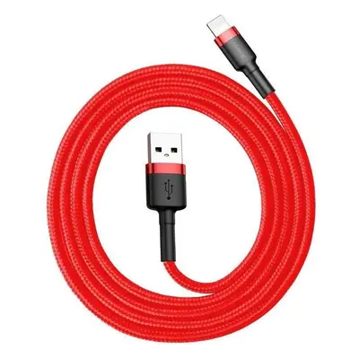 USB töltő- és adatkábel, Lightning, 200 cm, 1500 mA, törésgátló, cipőfűző minta, Baseus Cafule, 