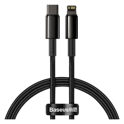 USB Type-C töltő- és adatkábel, Lightning, 100 cm, 20W, törésgátlóval, gyorstöltés, Baseus Tungs