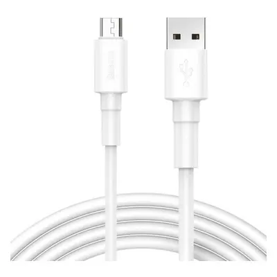 USB töltő- és adatkábel, microUSB, 100 cm, 2400 mA, törésgátlóval, Baseus Mini, CAMSW-02, fehér