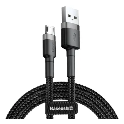 USB töltő- és adatkábel, microUSB, 300 cm, 2000 mA, törésgátlóval, cipőfűző minta, Baseus Cafule