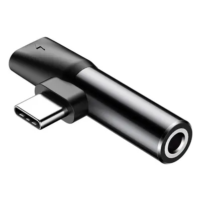 Audió és töltő adapter 2in1, elosztó, USB Type-C - USB Type-C töltő + 3.5 mm jack átalakító, 90 