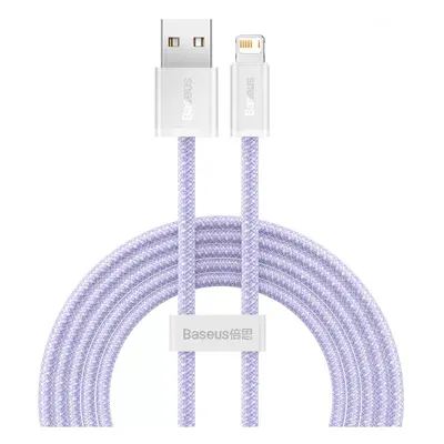 USB töltő- és adatkábel, Lightning, 200 cm, 2400 mA, gyorstöltés, cipőfűző minta, Baseus Dynamic