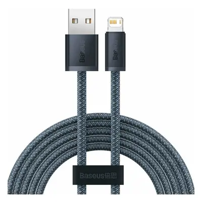 USB töltő- és adatkábel, Lightning, 200 cm, 2400 mA, gyorstöltés, cipőfűző minta, Baseus Dynamic