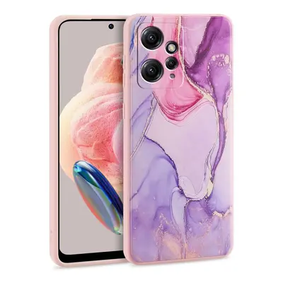 Xiaomi Redmi Note 12 4G, Szilikon tok, márvány minta, TP Mood, lila