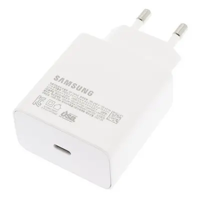 Hálózati töltő adapter, 65W, USB Type-C aljzat, PD, gyorstöltés, Samsung, fehér, gyári