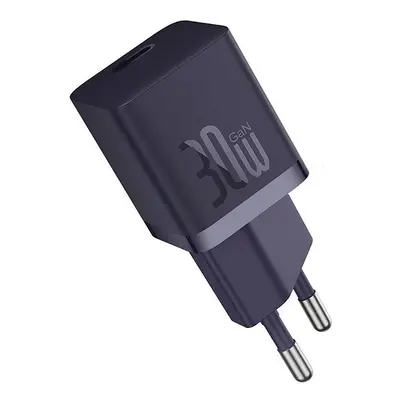 Hálózati töltő adapter, 30W, USB Type-C aljzat, gyorstöltés, PD, GaN5, Baseus GaN5 Mini, sötétli