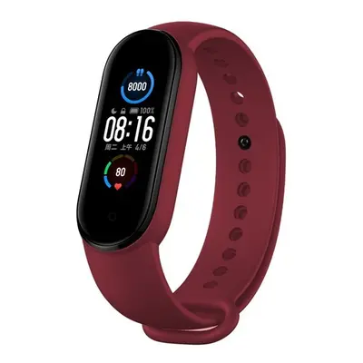 Xiaomi Mi Band 5 / Mi Band 6, szilikon pótszíj, állítható, Devia Delux Sport, bordó