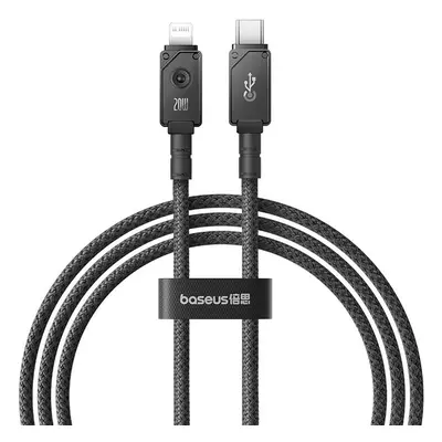 USB Type-C töltő- és adatkábel, Lightning, 100 cm, 2400 mA, 20W, gyorstöltés, cipőfűző minta, Ba