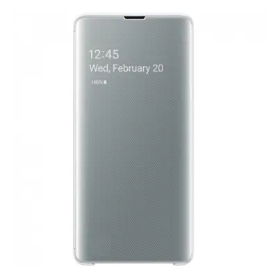 Samsung Galaxy S10e SM-G970, Oldalra nyíló tok, hívás mutatóval, Clear View Cover, fehér, gyári