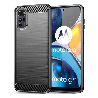 Motorola Moto G22 / E32 / E32s, Szilikon tok, közepesen ütésálló, szálcsiszolt, karbon minta, fe