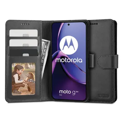 Motorola Moto G84, Oldalra nyíló tok, stand, mágnes csattal, TP Wallett, fekete