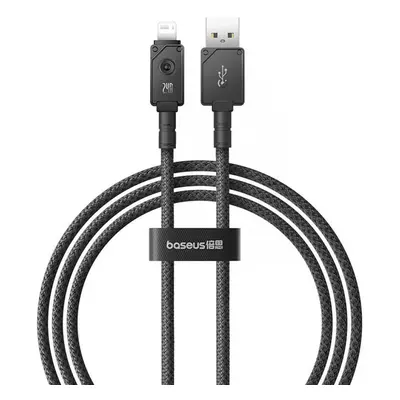 USB töltő- és adatkábel, Lightning, 100 cm, 2400 mA, gyorstöltés, cipőfűző minta, Baseus Unbreka