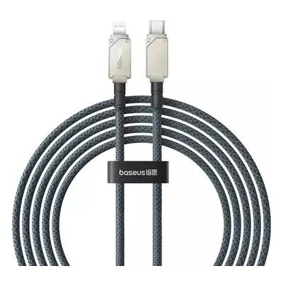 USB Type-C töltő- és adatkábel, Lightning, 200 cm, 2400 mA, 20W, gyorstöltés, cipőfűző minta, Ba